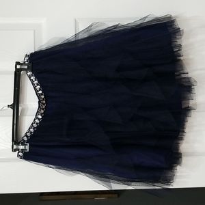 My Michelle Tulle Overlaid Embellished Navy Skirt